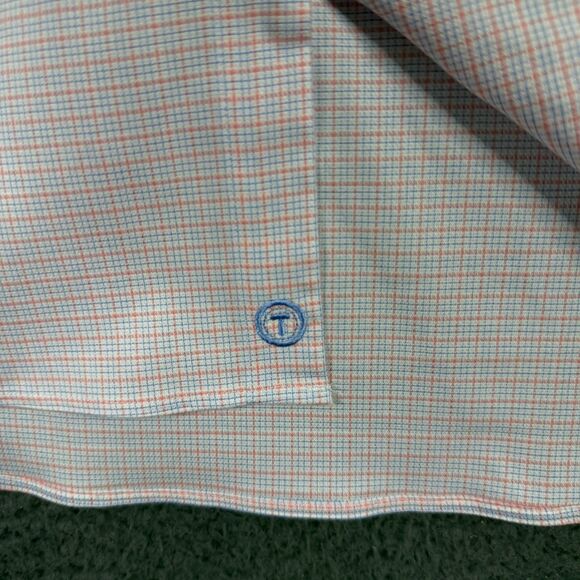 Twillory Dress Shirt Mens 18 34/35 Blue Orange Check Tailored Fit Safe Cotton - Picture 7 of 14